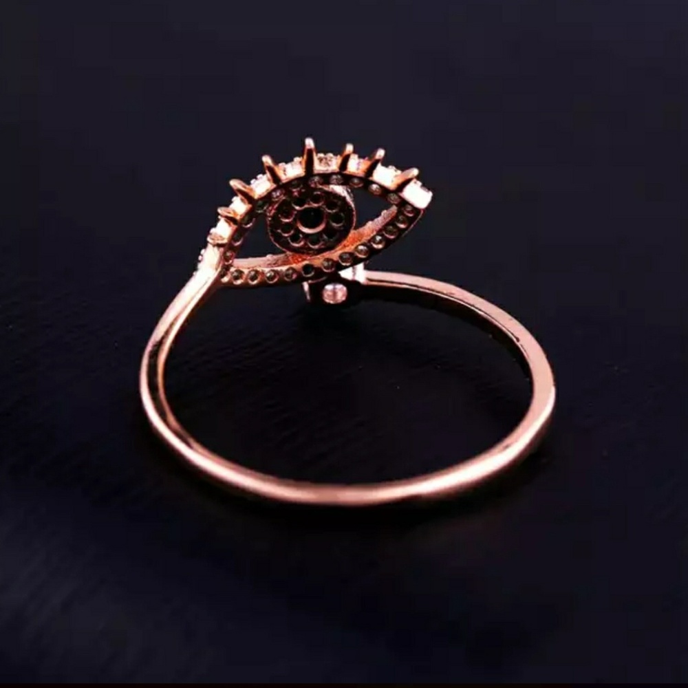 NEW Rose Gold Blue Evil Eye Open Ring - Picture 6 of 7